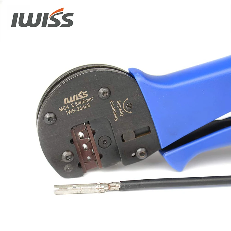 IWISS IWS-2546S MC3/4 Solar Crimping Plier Hand Crimper Tools with Locator Crimp Range 2.5/4/6mm2 (14-10AWG)