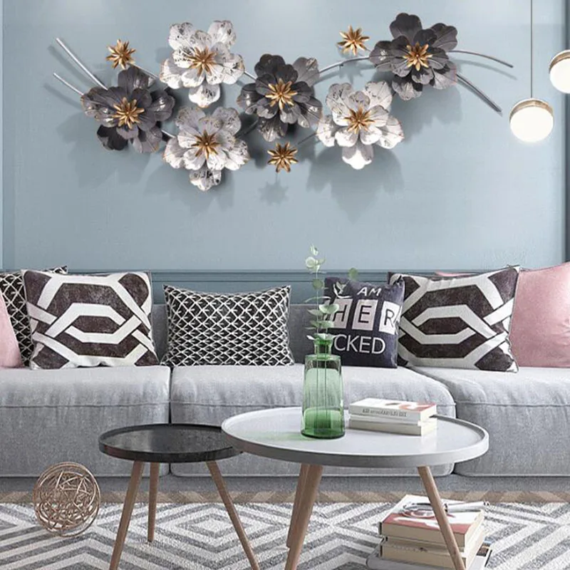 Nordic Iron 3D Flower Hanging Wall Decoration, Living Room Decor, Sofa Background Art Hanging, Metal Pendant, Luxury Home Decor