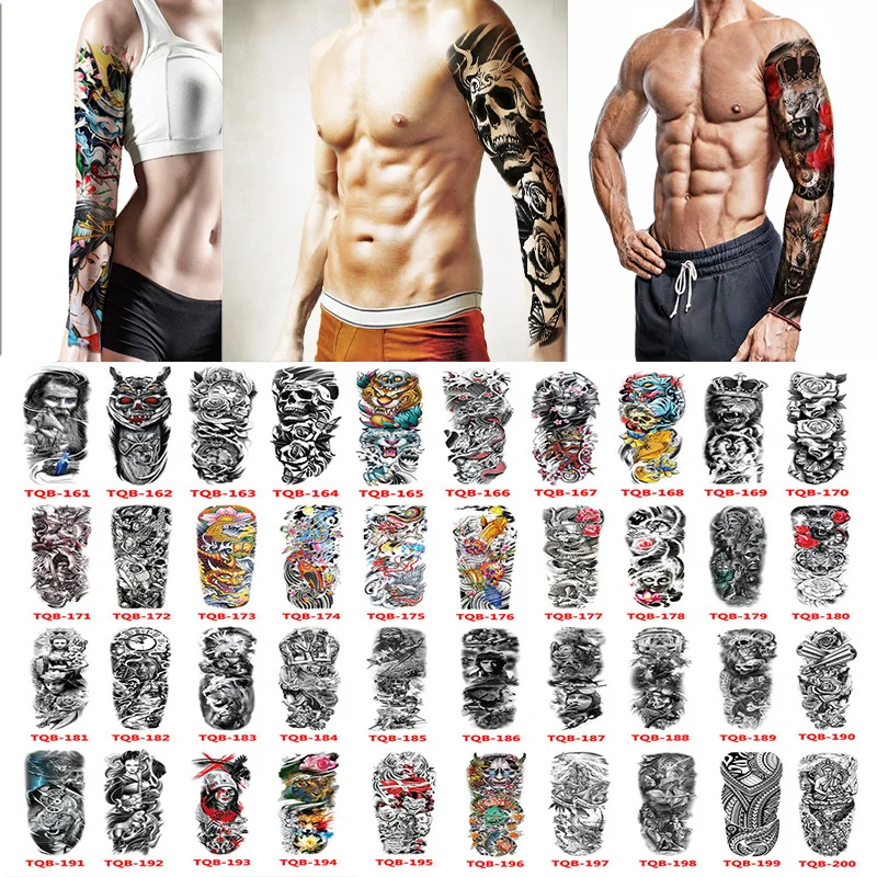 Waterproof Temporary Tattoo Sticker Totem Geometric Full Arm Large Size Sleeve Tattoo Fake tattoo flash tattoos for men women