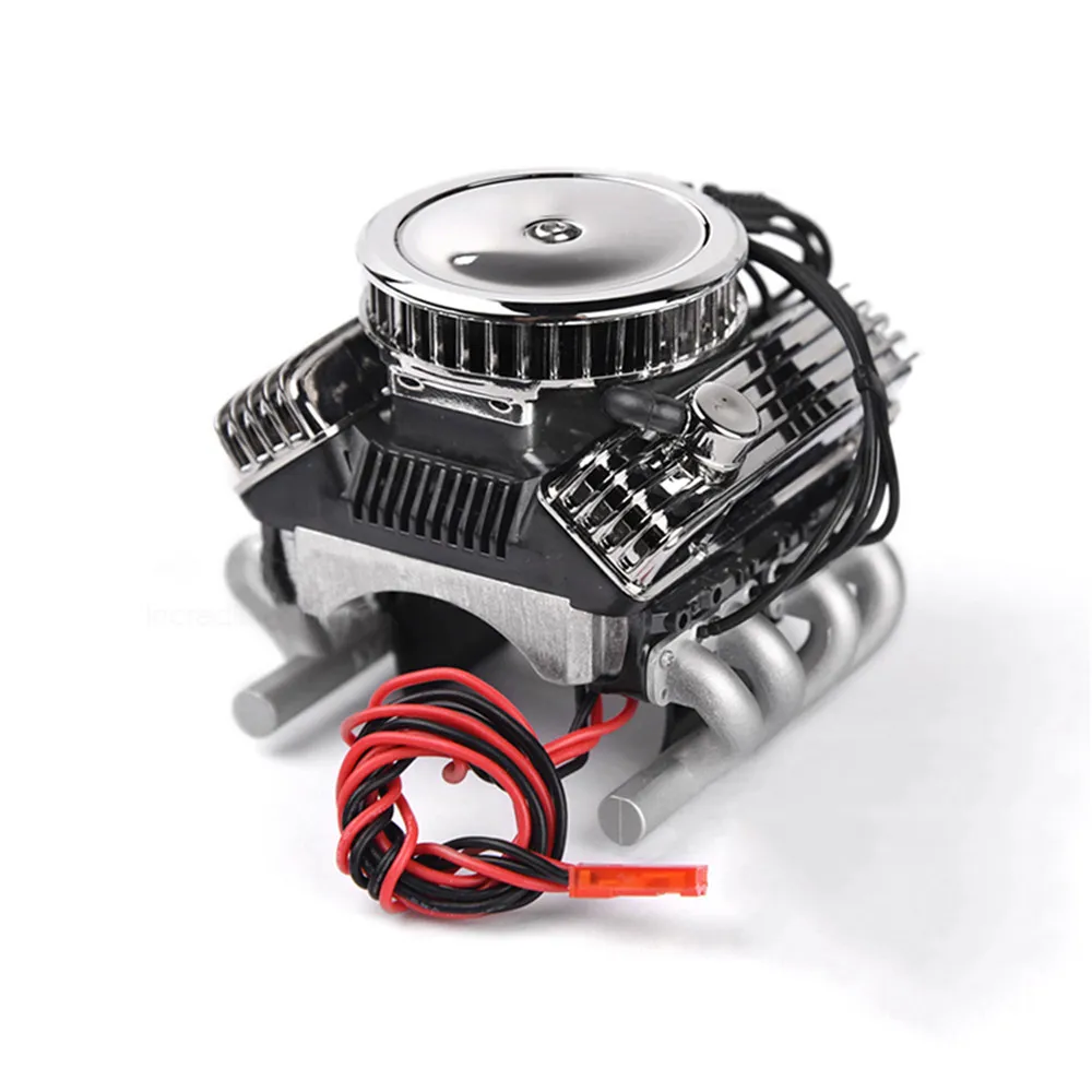 For GRC V8 Simulate Engine Motor With Dual Cooler F82 RC Car for 1/10 TRX4 SCX10 RC4WD D90 RC Crawle Car Parts Accessories