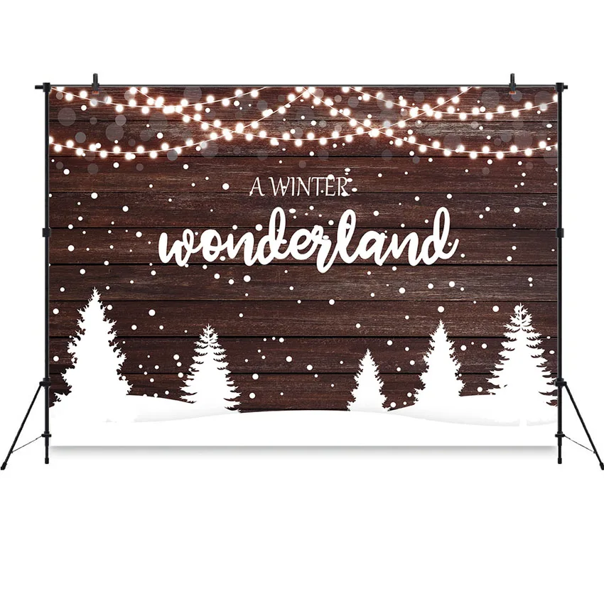 

Winter Wonderland Backdrop Wooden Wall Snow Decor Party Banner Backdrop Photo Studio Photography Backgrounds