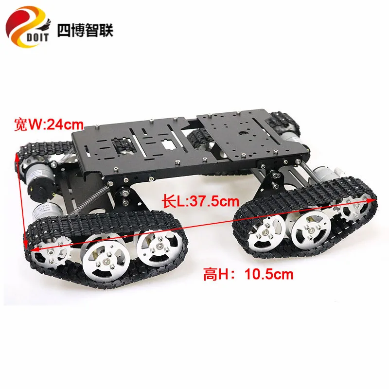 SZDOIT TS400 Large Metal 4WD Robot Tank Chassis Kit Tracked Crawler Shock Absorbing Robotic Education Heavy Load DIY For Arduino