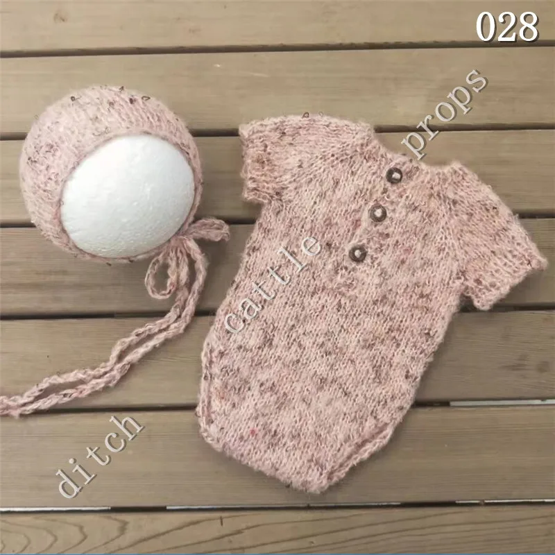 Newborn Photography Props Handmade Knitted Jumpsuit and Hat Studio Clothing