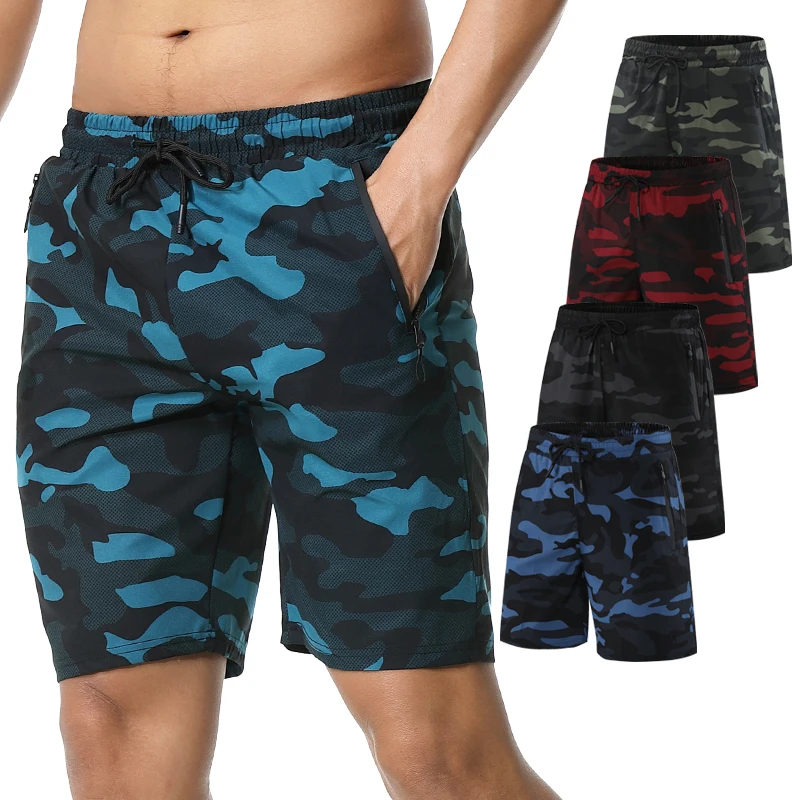 Men Gym Shorts 2021 New Camouflage Quick Dry Marathon Shorts Loose Fitness Casual Training Short Pant Male Workout Running Short