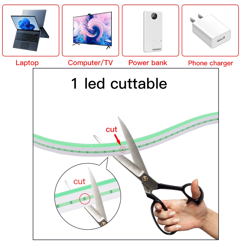 Neonowy pasek czujnik DC 5V USB IP65 wodoodporny czerwony różowy biały lodowy blękit dekoracje dla domu DIY 120 leds/m 2835 elastyczna taśma LED