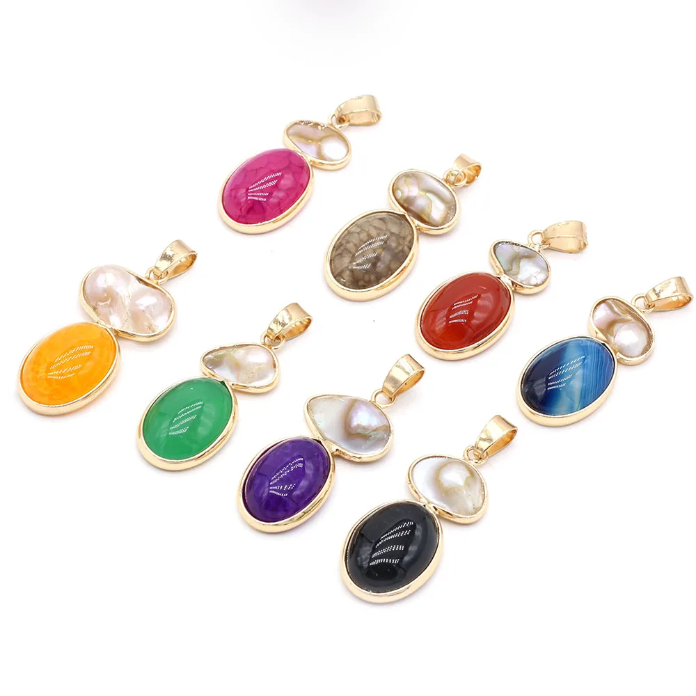 Natural Oval Semi-precious Stones Boutique Purple Dragon Agate Pendant Making DIY Charm Necklace Bracelet Jewelry Gift