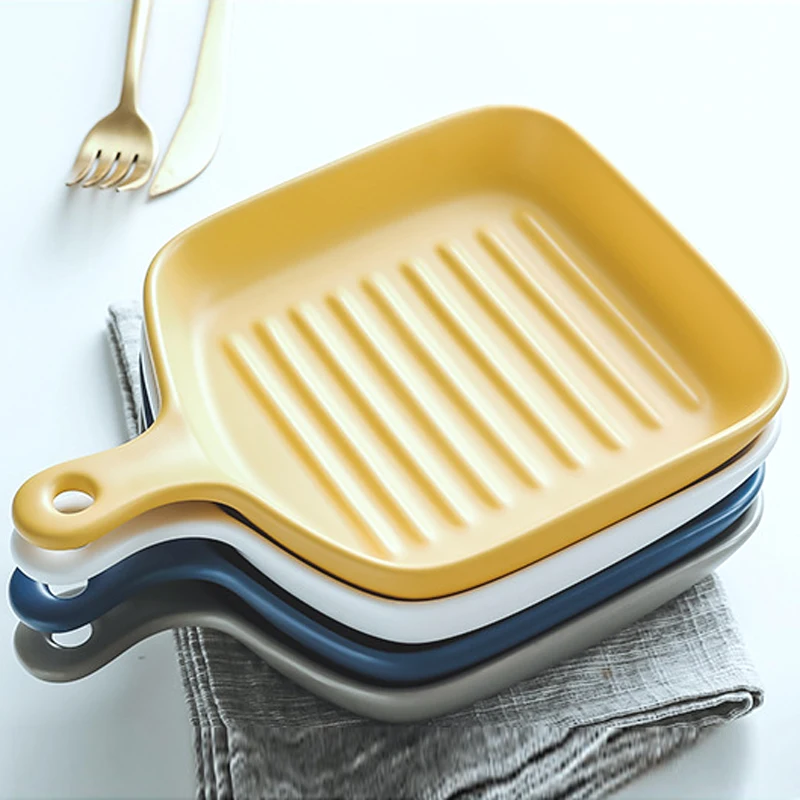 Ceramic Barbecue Dish Baked Rice Bowl With Baked Cheese Special Tableware For Microwave Oven Household Dinnerware Dinner Plate