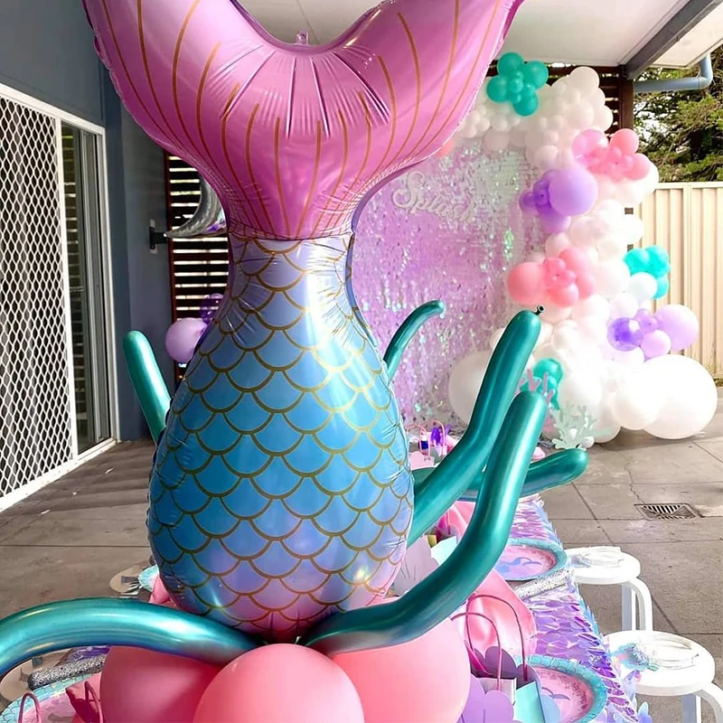 Mermaid Tail Balloons Sea Shells Balloons Helium Ball for Birthday Baby Shower Summer Beach Mermaid Under the sea Party Supplies