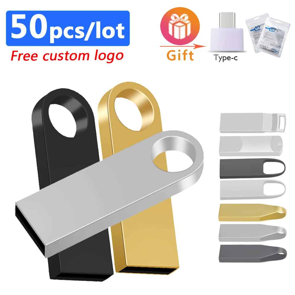 50pcs/lot Free logo real capacity Flash Drive pendrive USB 2.0 16GB 32GB 64GB 128GB Portable High Speed pen drive Memory Stick