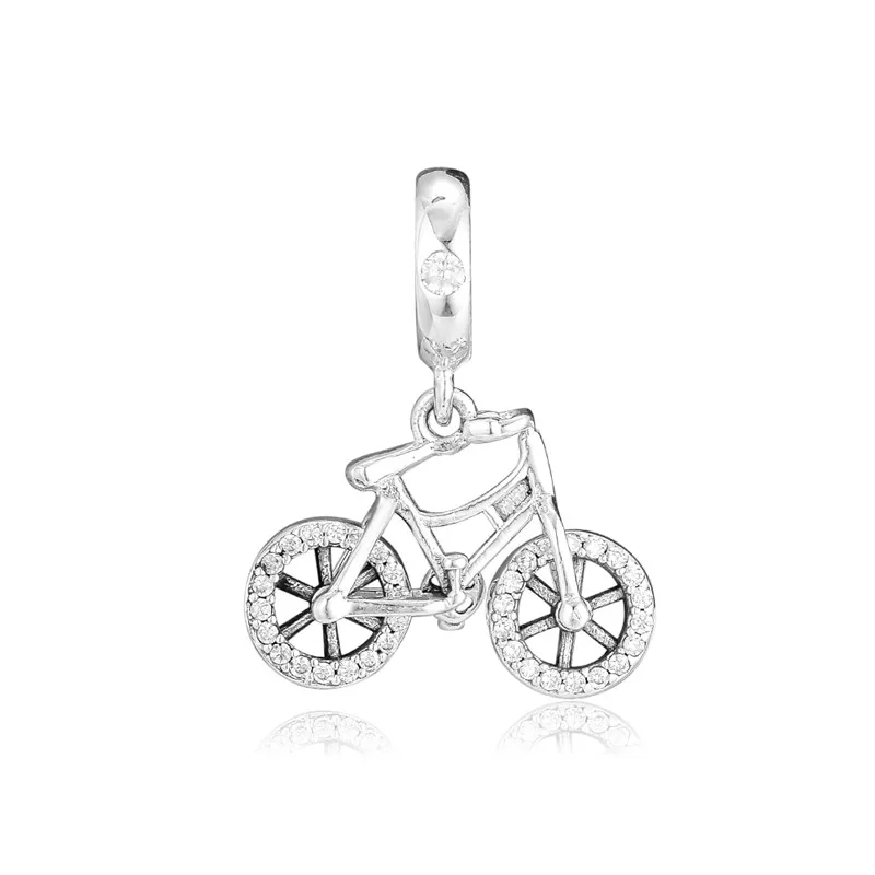 

Bicycle Sports Sign Silver Charms for Bead Bracelets Spring Crystal 925 Sterling Silver Pendant Charms for Jewelry Making 2019