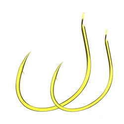 50pcs Carbon Steel Raft Fishing Hook Gold 6H Hardness Barbed Short Handle White Barbed Mouth Hook