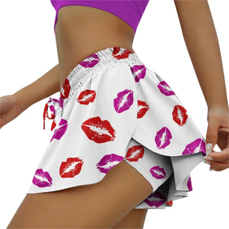 2025 Women 2 In 1 Butt Scrunch Skirted Running Shorts Quick Dry Fake Skirt Sexy Gym Workout Short Pants Yoga Shorts Yoga Pant