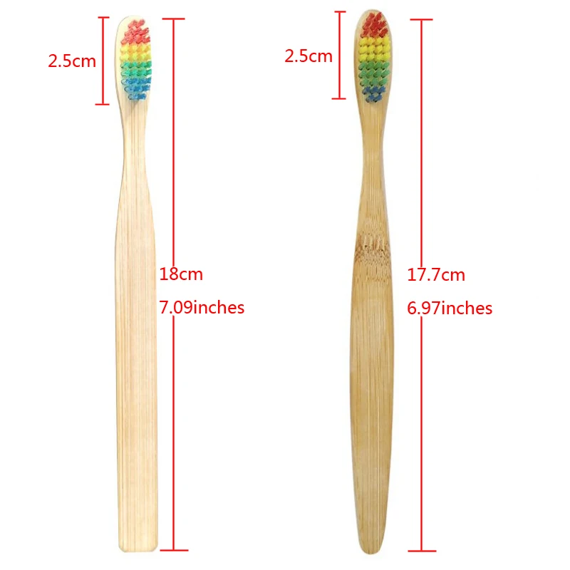 1 stuks zeer zachte bamboe tandenborstel mondverzorging milieuvriendelijke natuurlijke handgreep regenboog whitening tandenborstel