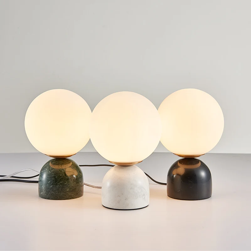 Nordic Creative Fashion Marble Table Lamp Post Moderm Simple Study Room Children Room Desk Light Bedroom Glass LED TableLighting