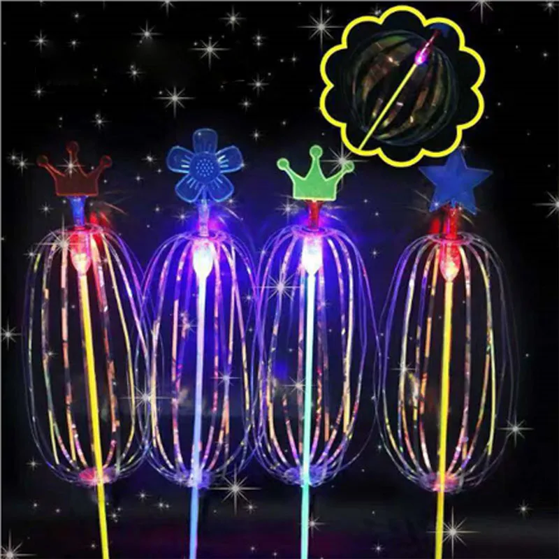 

20PCS New Color Head Variety Twisting Glowing Colorful Magic Wand Children Ribbon Flash Bubble Flower Toys Party Articles