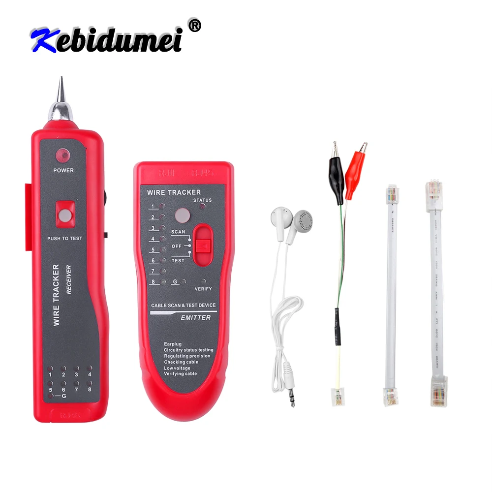 

New RJ11 RJ45 Cat5 Cat6 Telephone Wire Tracker Tracer Toner Ethernet LAN Network Cable Tester Detector Line Finder Red Color