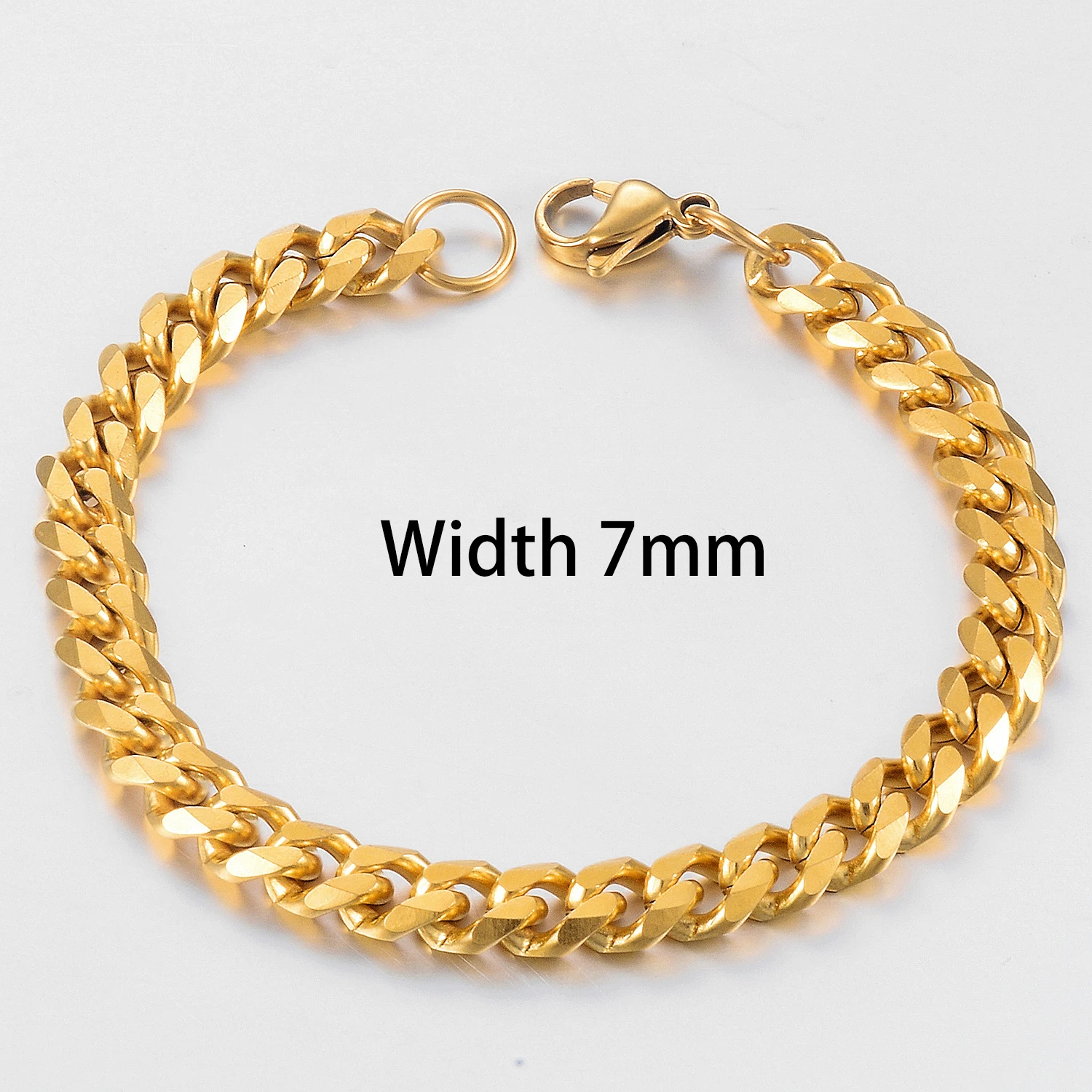 New Stainless Steel Gold Color Cuban Bracelet Men And Women Fashion Hip Hop Punk Jewelry Brithday Gift