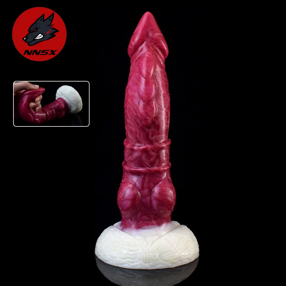 NNSX Dog Knot Animal Dildo Sharp Head Hellfire Color Anal Plug With Suction Cup Sexy Toys Shop for Women Men Masturbation