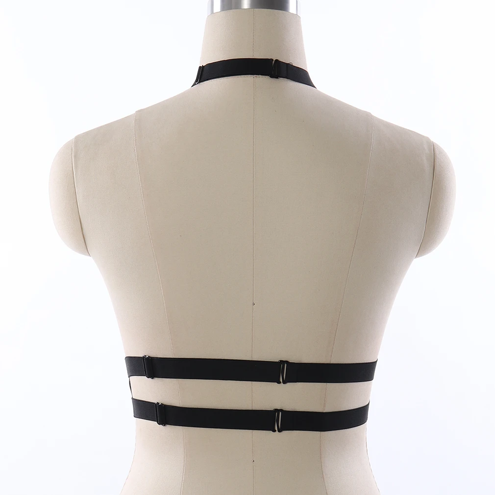 BONDAGE STRAPPY Punk imbracatura per il corpo reggiseno Sexy gabbia per il corpo elastico nero reggiseno donna Crop Top petto aperto imbracatura per il corpo Lingerie