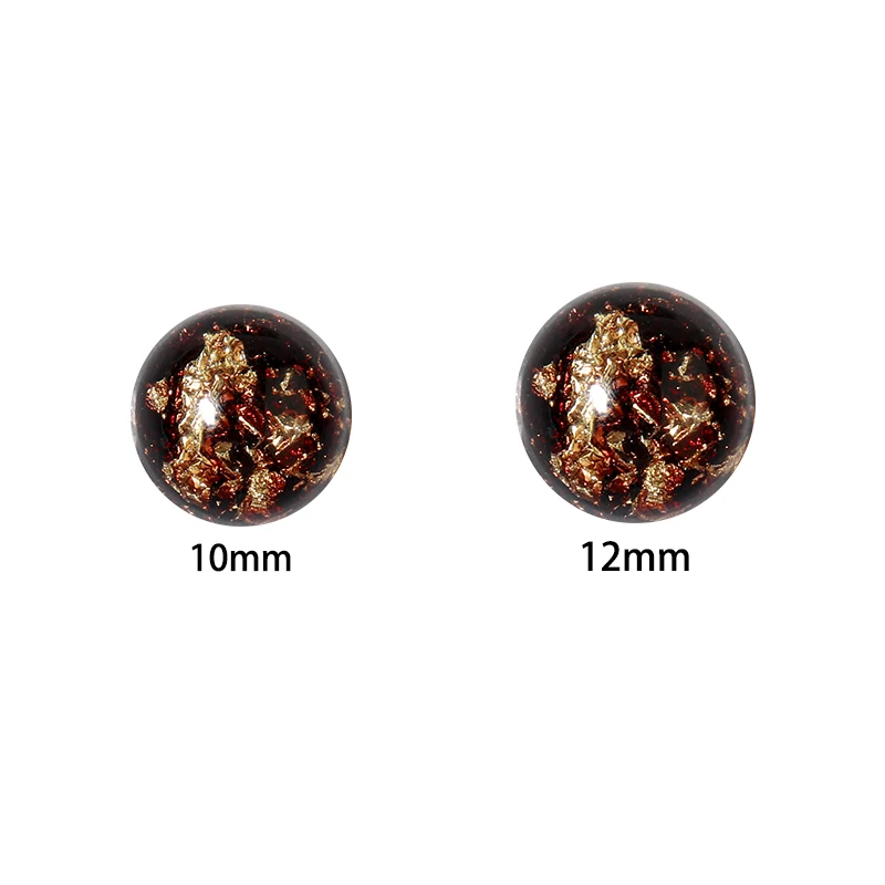 50pcs Resin 10/12mm Round Flatback Cabochon Spacers Inlay Colored Gold Foil Paper For DIY Jewelry Making Headwear Accessories