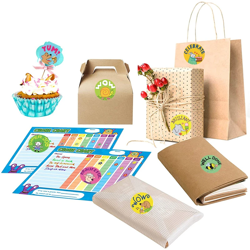 500 Cái/Cuộn Động Viên Miếng Dán Kính Cường Lực Cho Giáo Viên Trường Trẻ Em Sinh Viên Động Vật Dễ Thương Phần Thưởng Trang Trí Cho Gia Đình Trẻ Em 1 Inch vòng Miếng Dán