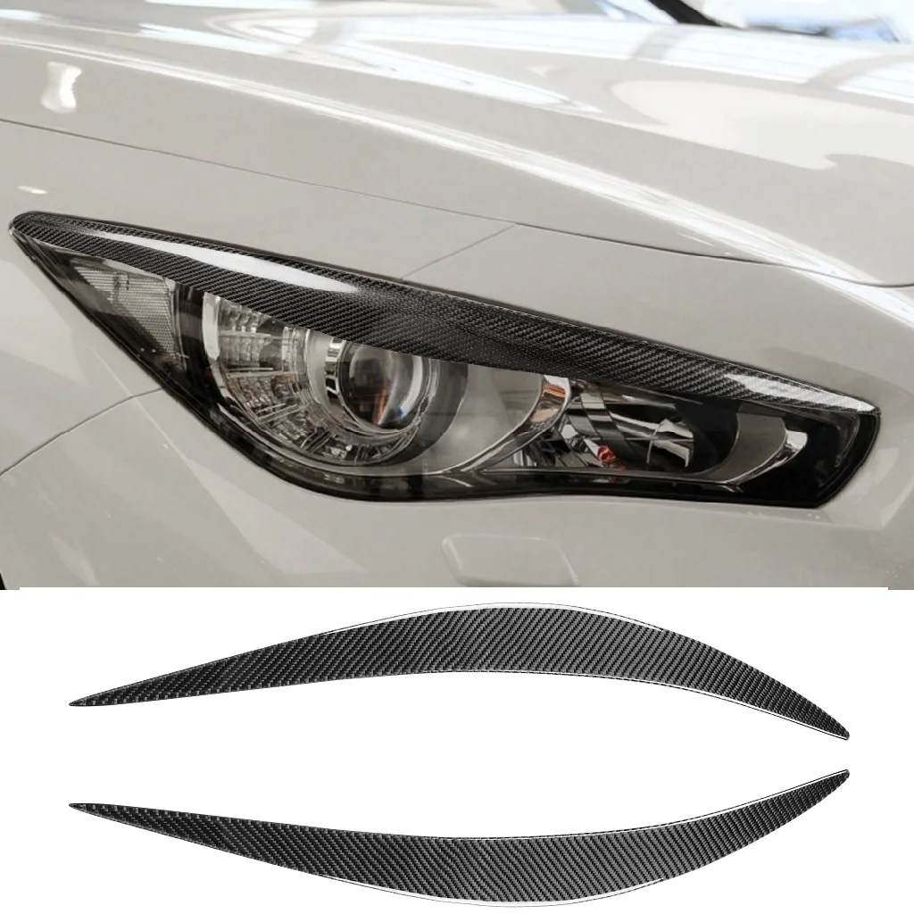 

Carbon Fiber Auto Accessories Car Headlight Eyelids Eyebrows Trim Head Lamp Decoration Stickers For Infiniti Q50 Q60