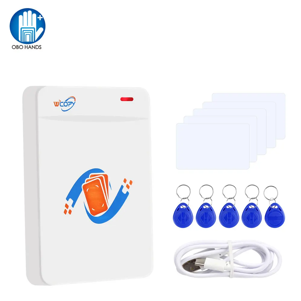 

RFID Card Reader Writer ID/IC Duplicator Copier Encrypted Card Decoder with 125KHz/13.56MHz Keyfobs Support NFC Phone/Wristband