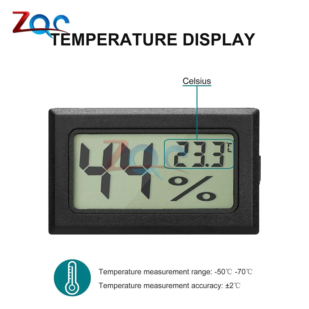 Round Mini LCD Digital Thermometer Hygrometer Temperature Indoor Convenient Temperature Sensor Humidity Meter Gauge Instruments