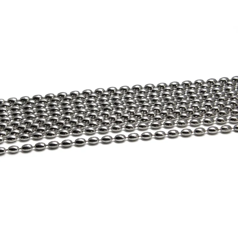 5 Meter 1.5 2 2.4 3.2mm Stainless Steel Ball Bead Chains Bulk Connector Clasps For DIY Necklace Dog tags Keychain Jewelry Making