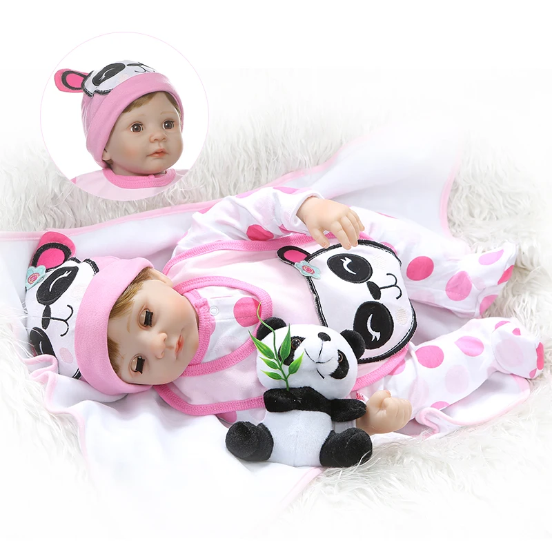 Silicone Reborn Dolls Blinking Eyes Closed And Open Moving Eyes Mini Doll Soft Body 55cm Realistic Babies Toys For Children Gift