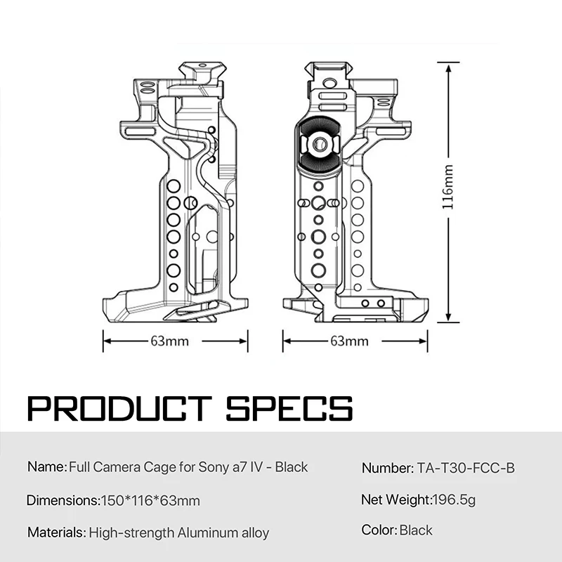 TILTA TA-T30-FCC-B for Sony A7 IV a7m4/a7r5 Full Camera Cage Kit for Sony Alpha7 IV SONY A1/A73/A7S3 DSLR Cameras