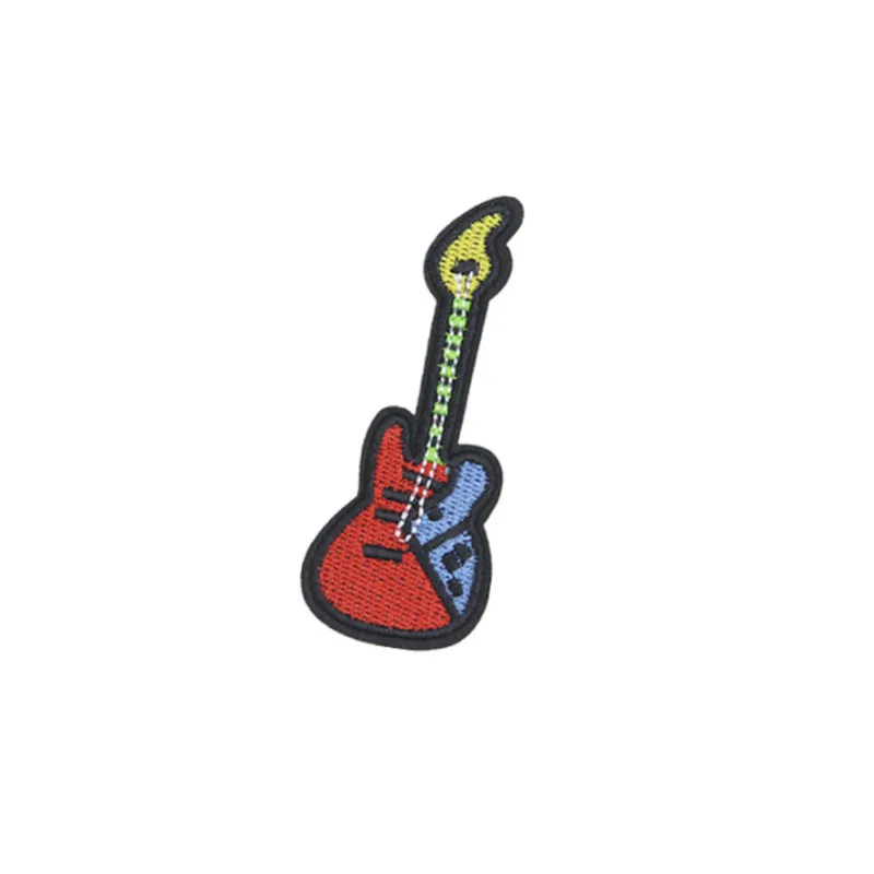 25Pcs/Pack Guitar Patches Iron On Sew Embroidered Badge Applique For Children's Clothing Hat Jacket Decoration Crafts Sticker