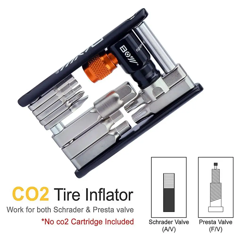 Multi Function Cycling Bike Repair Tools Sets MTB Tools Kits Foldable Hex Wrench Bike Screwdriver Tool With Co2 Iator Nozzle