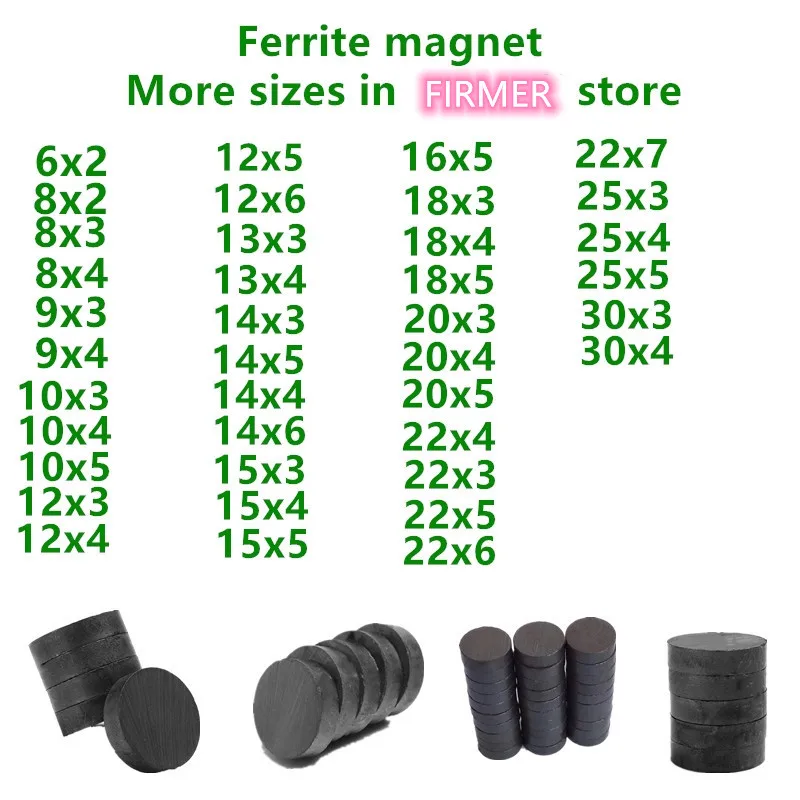 100 Cái/lốc Đĩa Ferrite Nam Châm 8X2 22X4 25X3 12X6 13X3 5X5 18X6 14X3 Mm Vòng Nam Châm Ferrite Nam Châm Cho Loa Nam Châm Đen