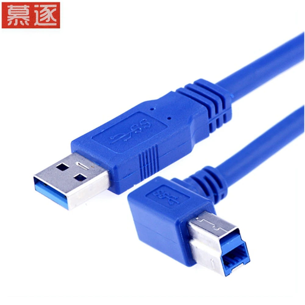 USB 3.0 A Male to Left Angle 90 Degree B Male AM/BM High Speed Printer Cable 0.6m 1m 1.8m 3m