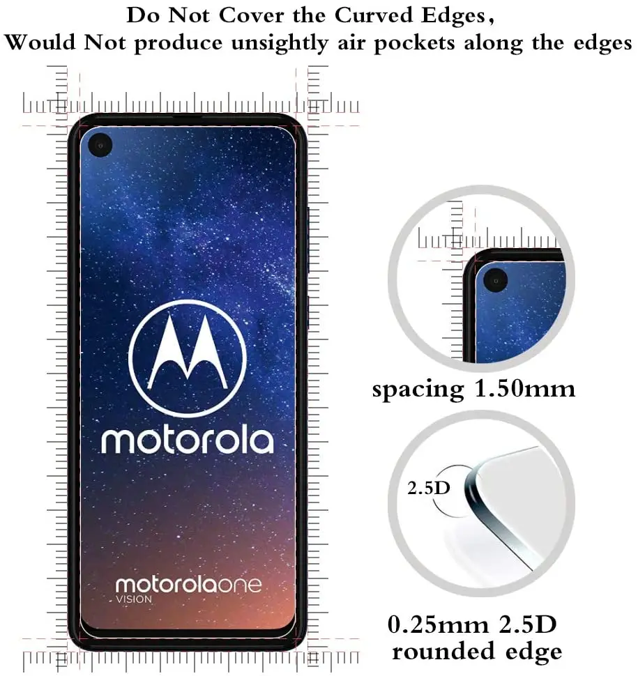 Tempered Glass Moto One Action Screen Protector Film for Motorola Moto One Vision XT1970-1 XT1970-3 P50 Screen Protector