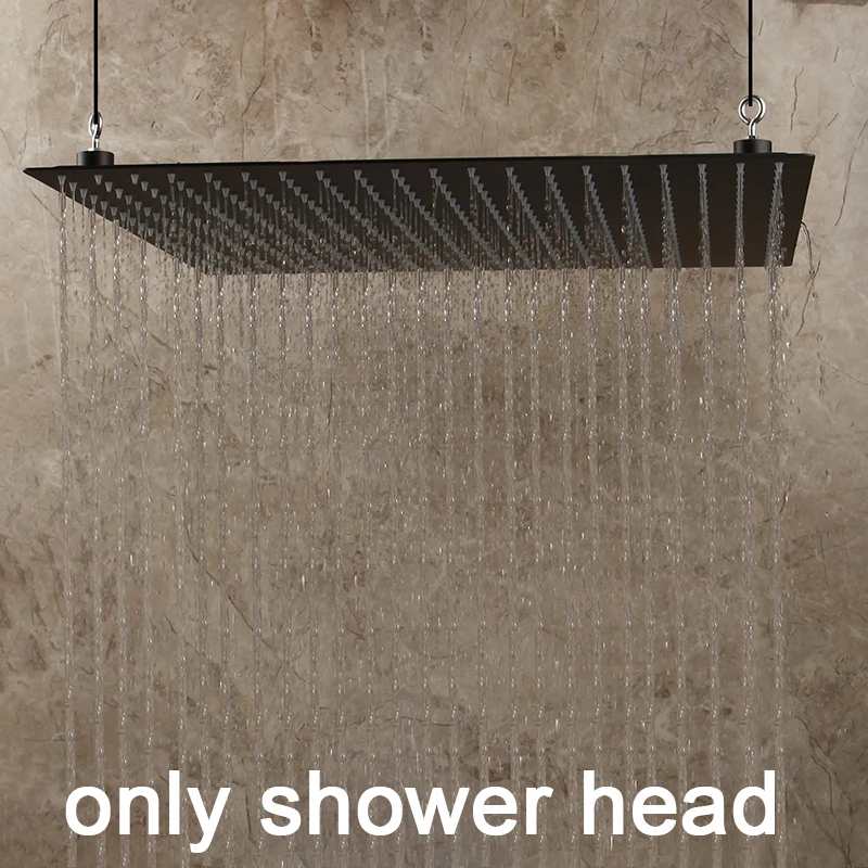 

Bathroom Black Shower Head Brass Ceiling Mounted Shower Head Luxury Square Black Bathroom Head Faucet Only Shower Head