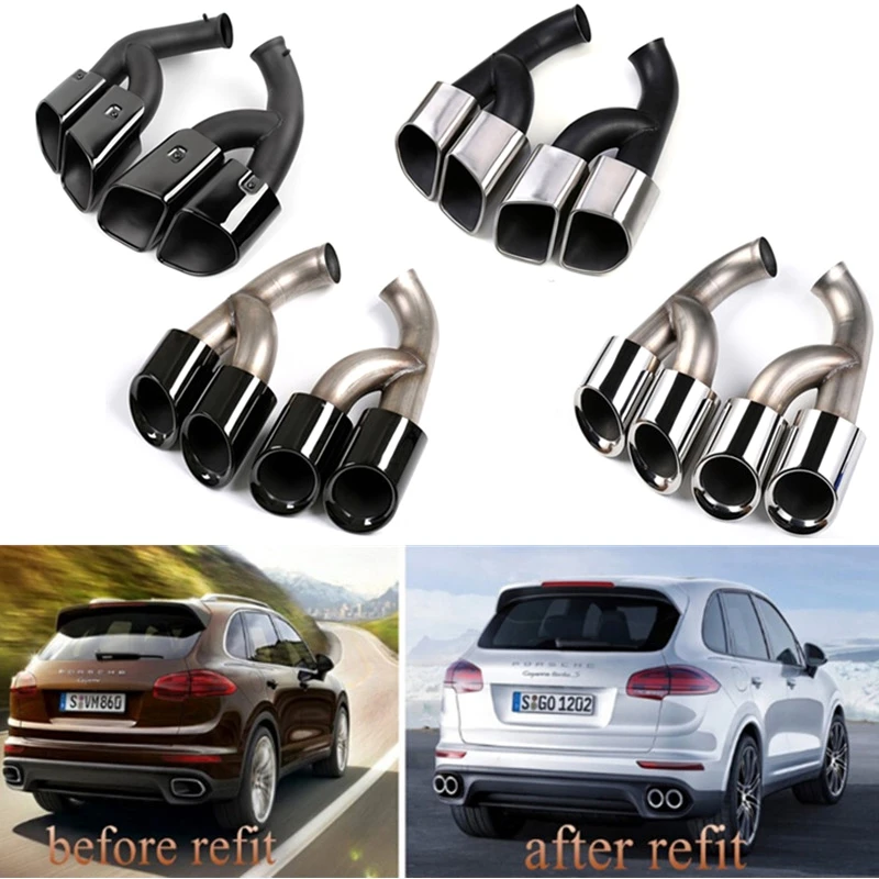 

For Porsche 958 Cayenne S 2015 2016 2017 Car double outlet Exhaust Tailpipe Muffler Tube Pipe modification Nozzle Car Tuning