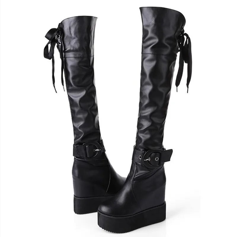 2021 New Winter Over The Knee Boots For Women Increased Internal High Heels Snow Shoes Women Wedges Platform Thigh High Boots