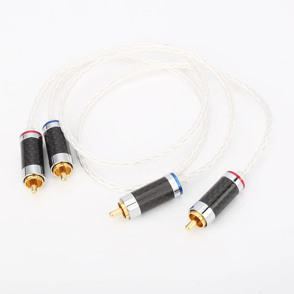 High quality Pair Audiocrast 8Cores occ silver plated Analogue Interconnect Cables