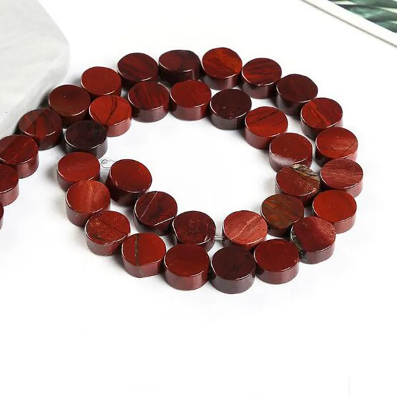 Natural Stone Loose Beads 10mm Coin Shape DIY Necklace Bracelet Jewelry Making Accessories 37Pcs wk252