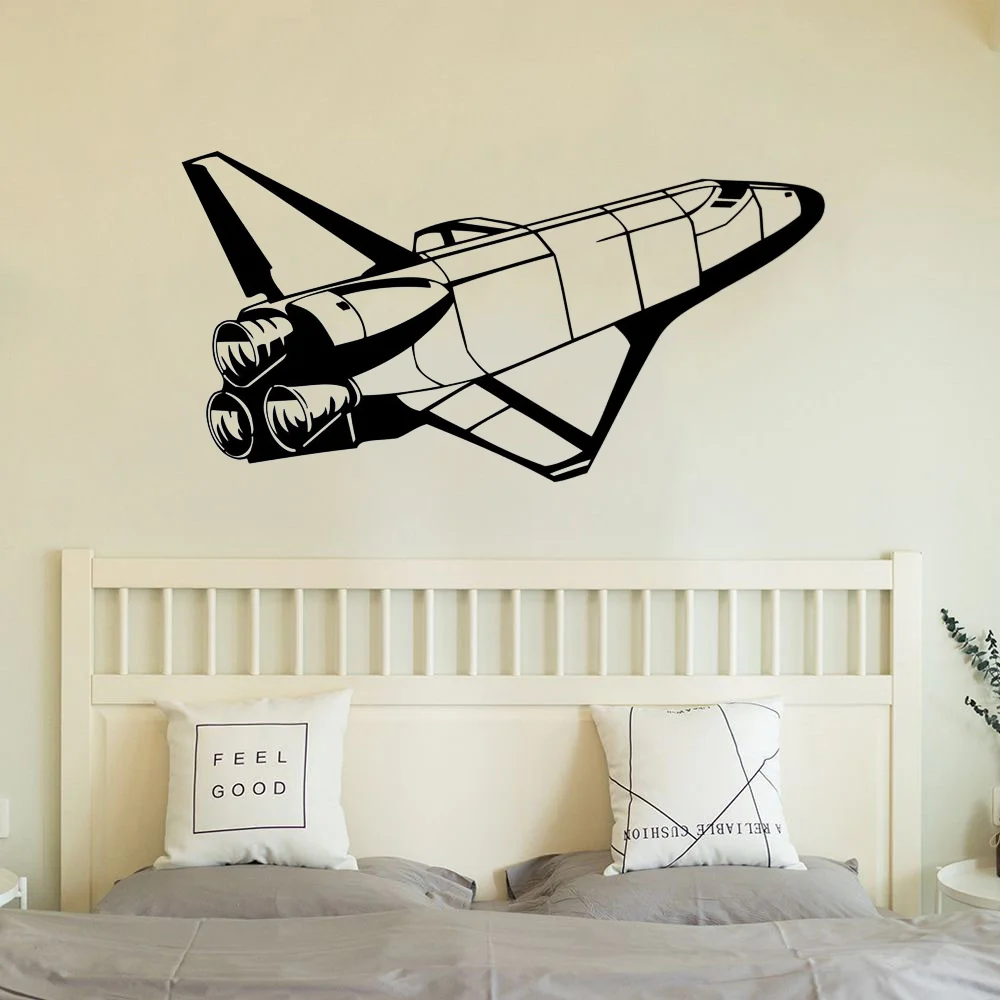 New Arrival Wall Stickers Space Shuttle Wall Decals Vinyl Art Stickers Home Decor Kids Bedroom Rocket Murals