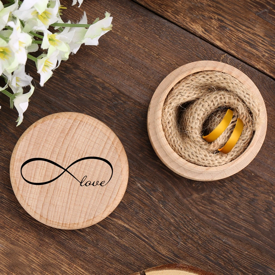 Forest Theme Wedding Wooden Ring Box Love Forever Pattern Jewelry Box Antique Ring Box  Rustic Wedding Customized Wedding Gifts