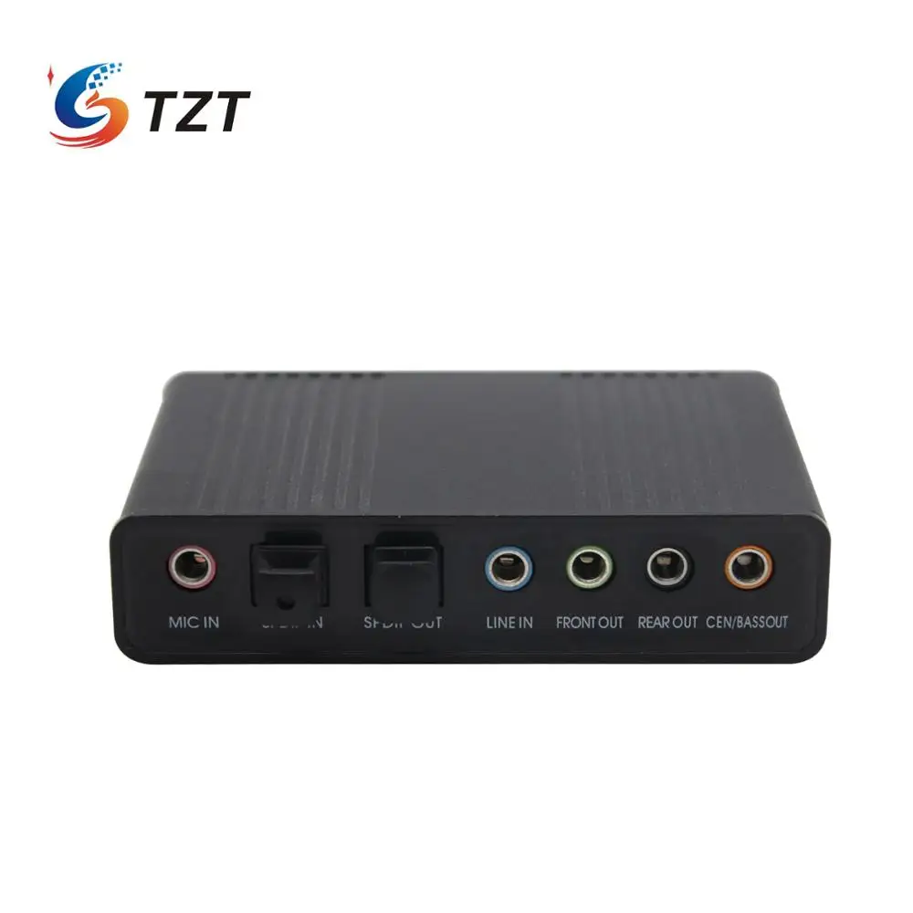 TZT USB خارجي S/PDIF بطاقة الصوت البصرية قناة ستيريو 5.1 DAC خط الصوت في 6 قناة بطاقة الصوت الخارجية