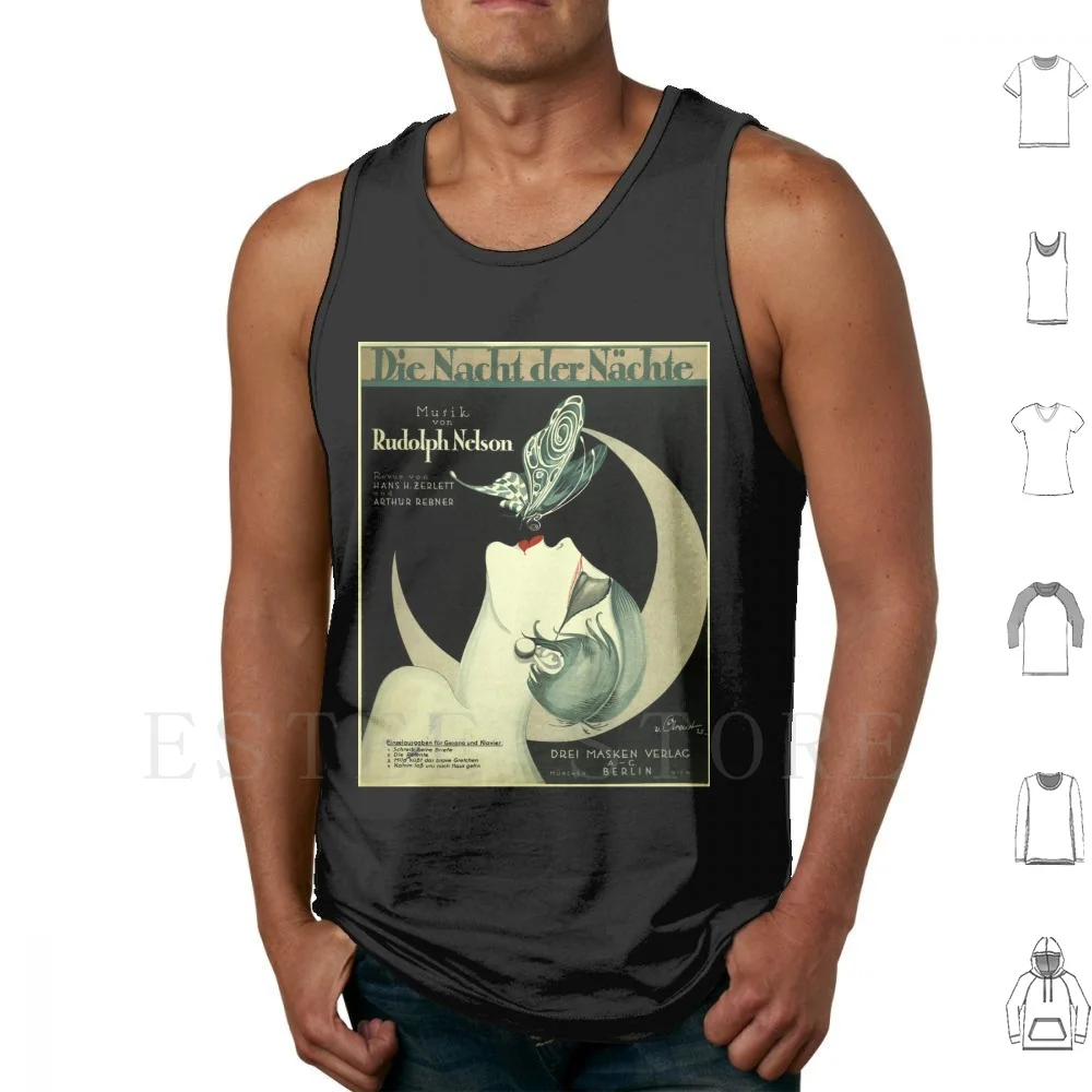 Vintage Art Deco Song Sheet Tank Tops Vest Cotton Vintage Vintage Art Song Sheet Flapper Girl Woman And Moon 1920s Roaring