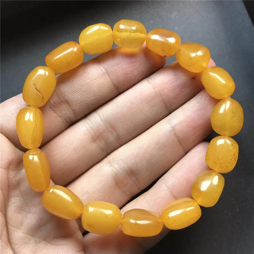 

Top Natural Yellow Amber Gemstone Bracelet For Women Lady Men Love Gift Crystal Reiki 14x10mm Beads Wealth Jerwelry AAAAA