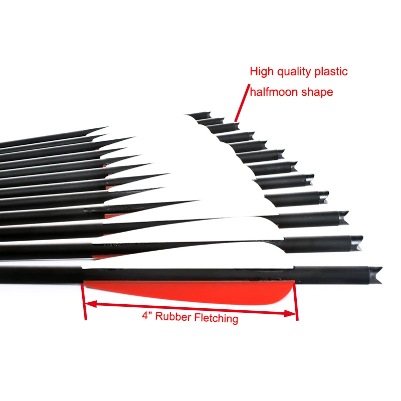 12 PCS 13.5 16 18 20 22 Inches Archery Carbon Arrows with red white Vane Crossbows Bolts for 35-59lbs crossbows Outdoor Hunting