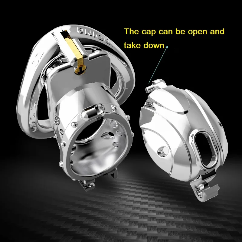 New Arrival Openable Ring Quick Disassemble Cap Flip Design Male Metal Cock Cage Stainless Steel Chastity Device Sex Toy A6