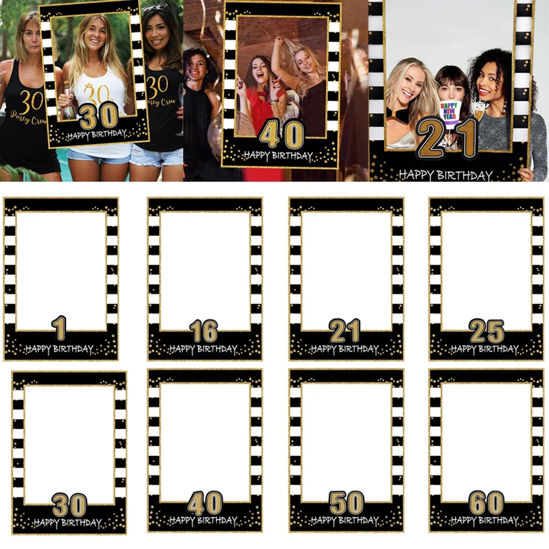 16th 21th 30th 40th 50th 60th Birthday Photo Booth Frame Props ONE Year Old Birthday Party Decorations Adult PhotoBooth Props