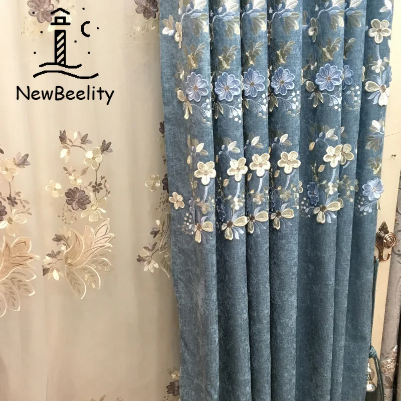 

2023 European-Style Chenille Embossed Curtains for Custom Bedroom Living Room Embroidered Finished Window Shade Cloth